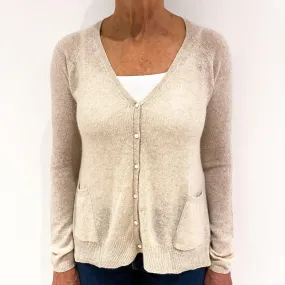 Biscuit Beige Cashmere V-neck Cardigan Medium