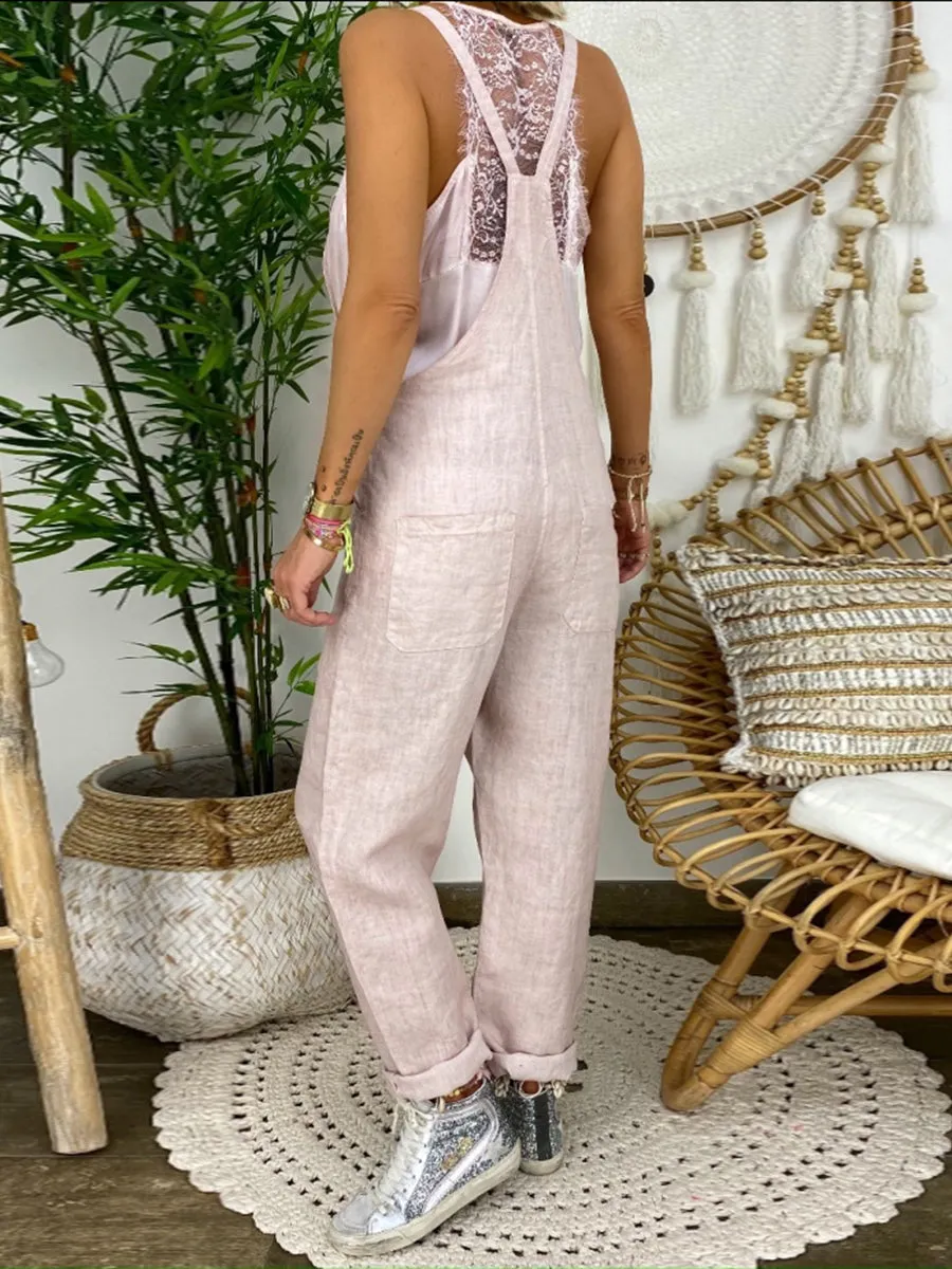 Casual Loose Joker Solid Color Jumpsuit