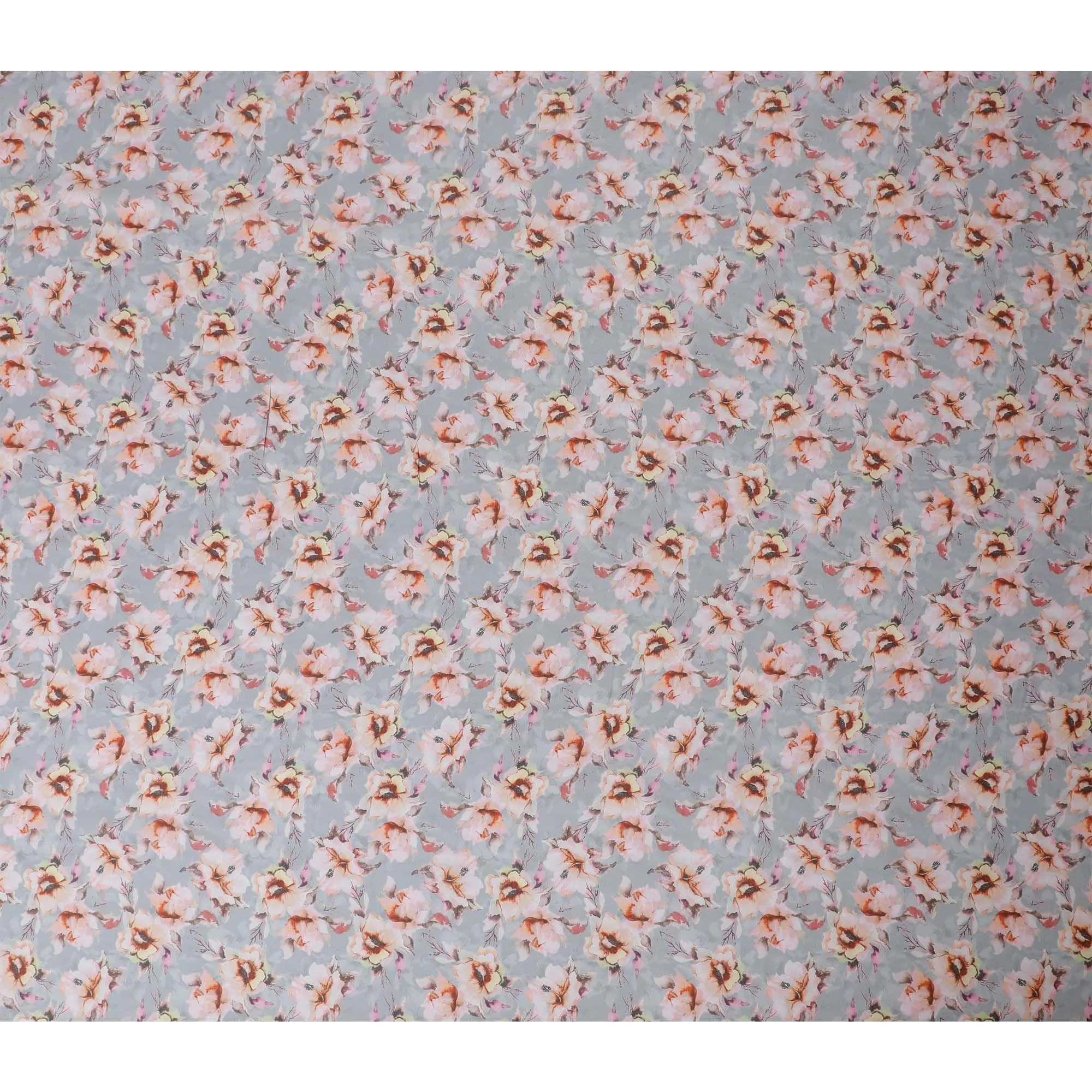 Cloud grey blended viscose fabric with multicolor print in floral design-D13310