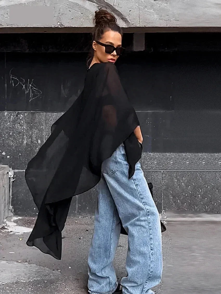 Elegant High-Low Cape Top