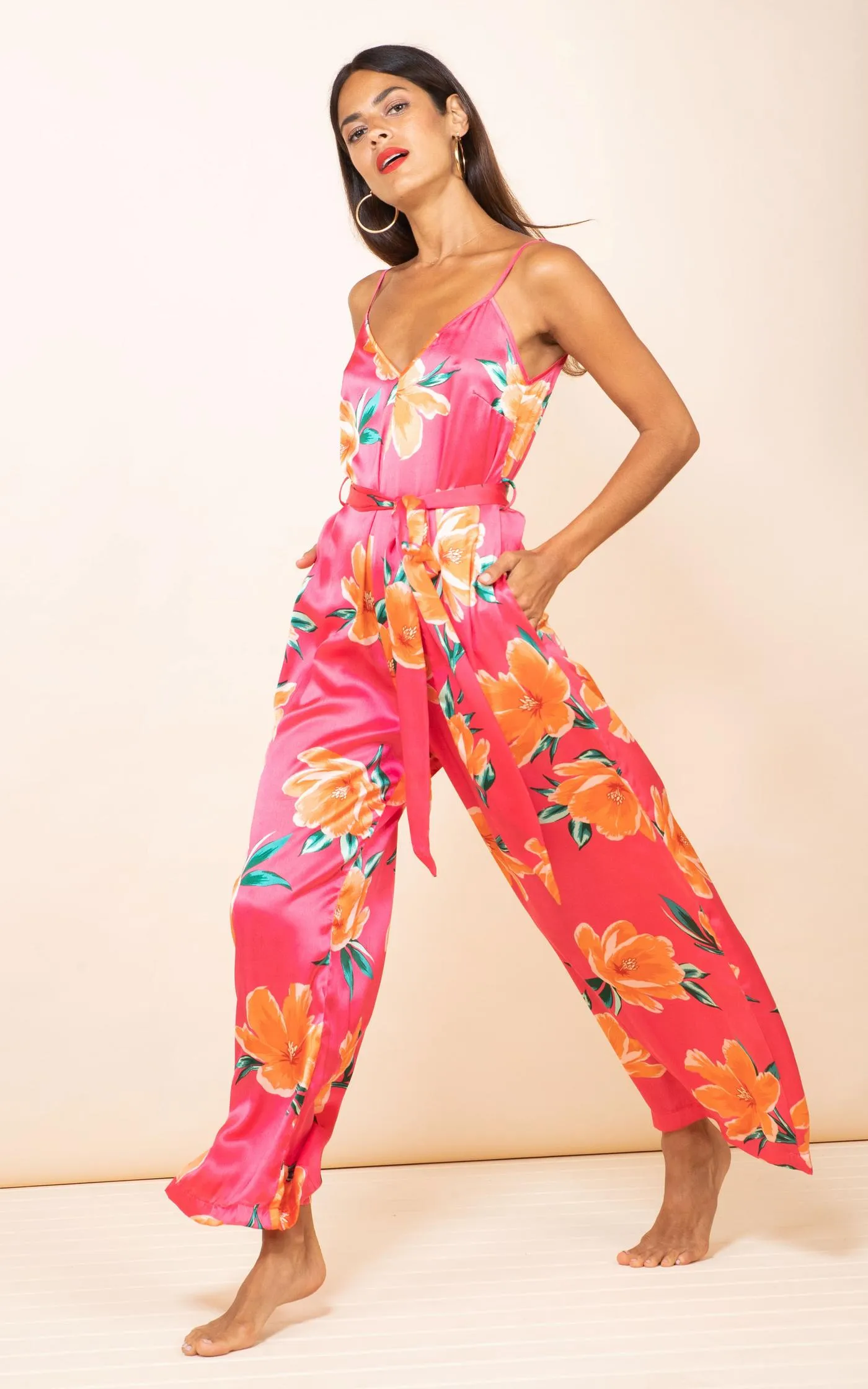 Gabriella Jumpsuit in Red Tulip