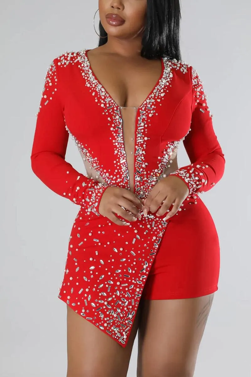 JB288 Rhinestones Long Sleeve Rompers