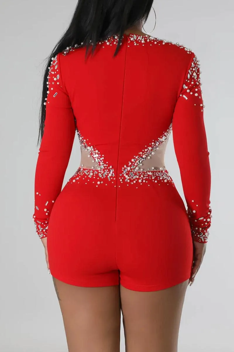 JB288 Rhinestones Long Sleeve Rompers