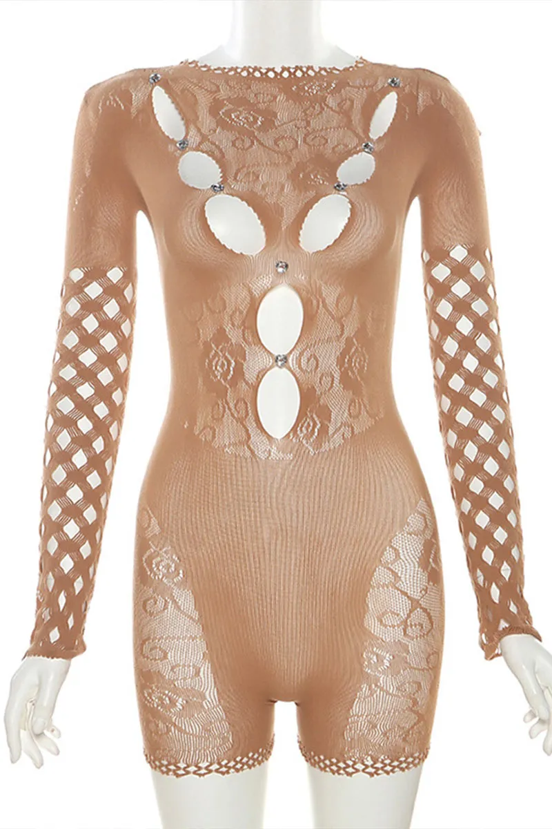 JF648 Mesh Cutout Romper