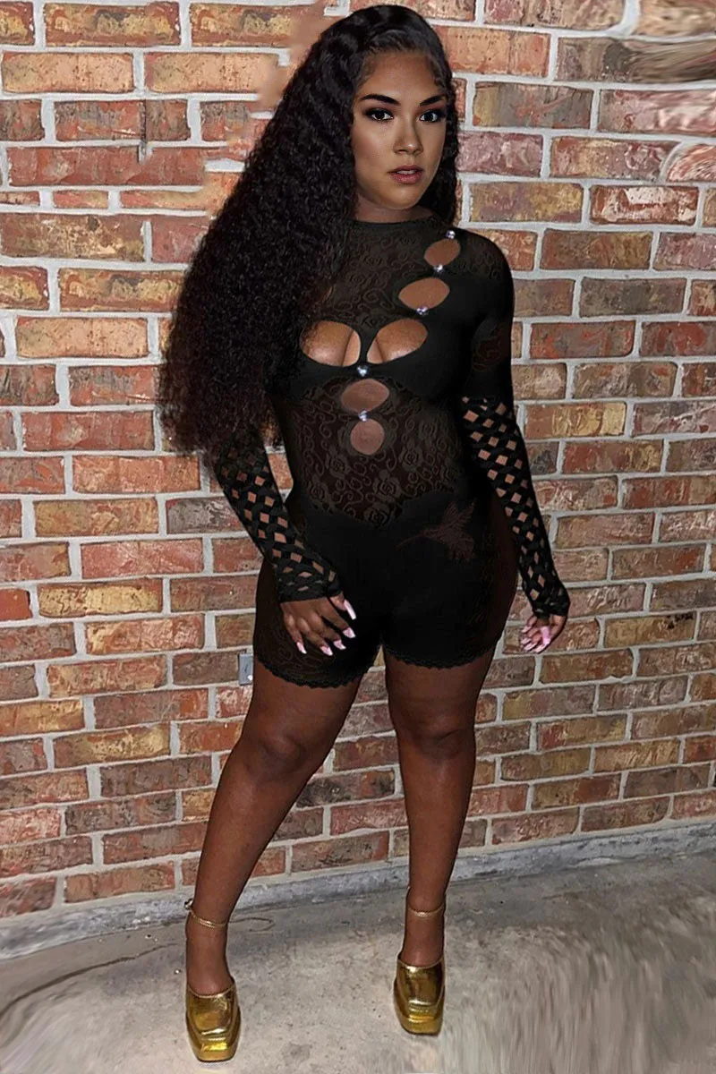 JF648 Mesh Cutout Romper