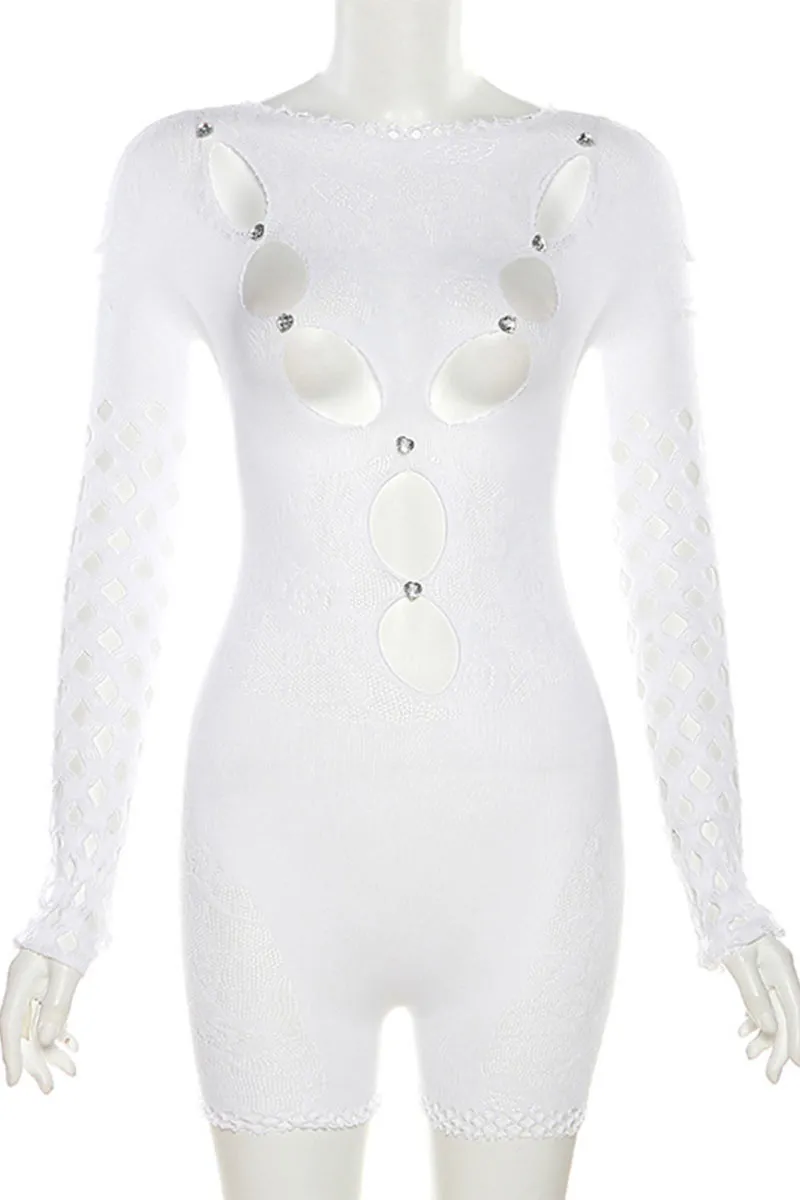 JF648 Mesh Cutout Romper