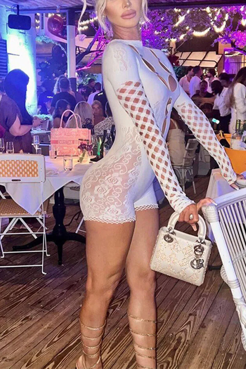 JF648 Mesh Cutout Romper