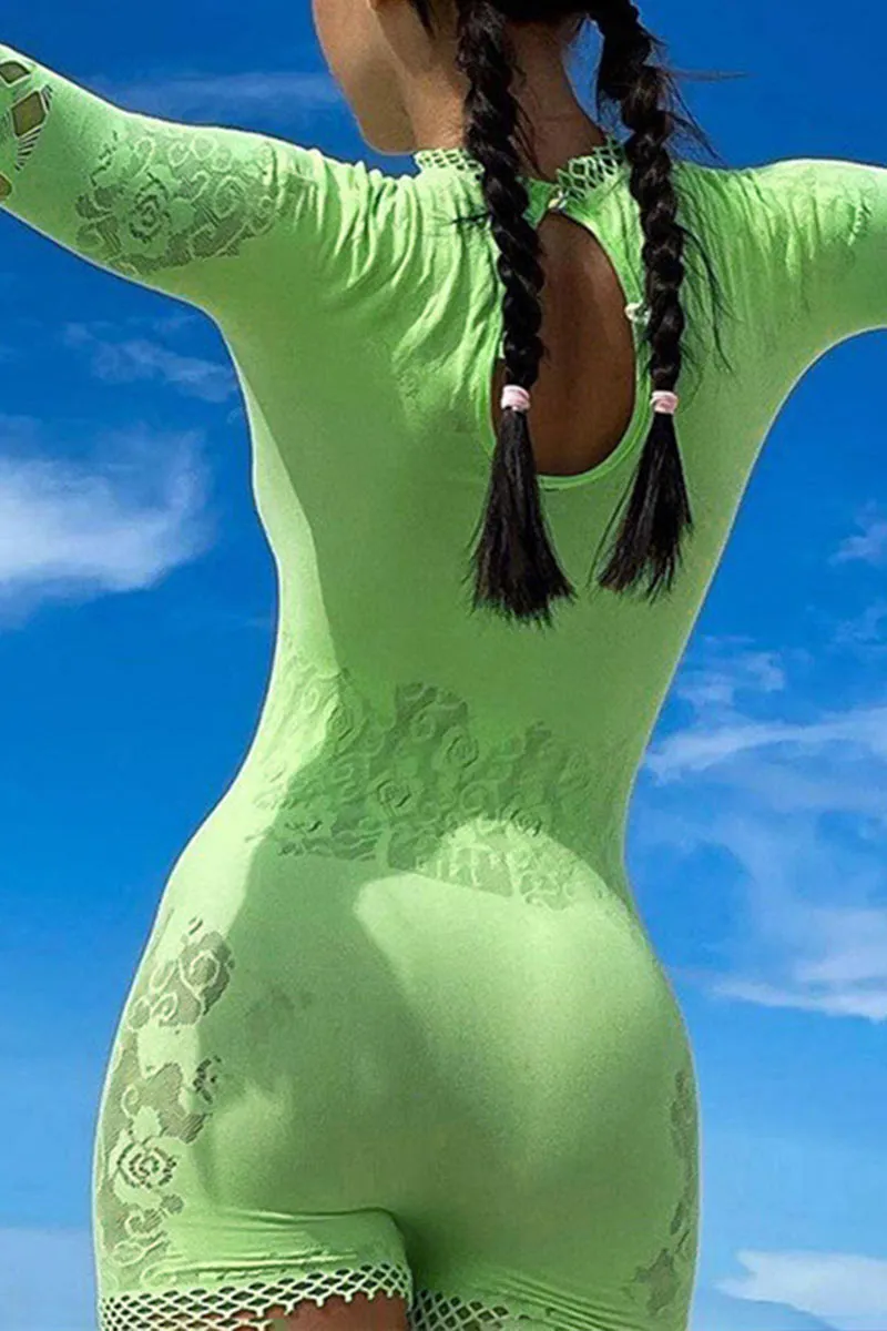 JF648 Mesh Cutout Romper