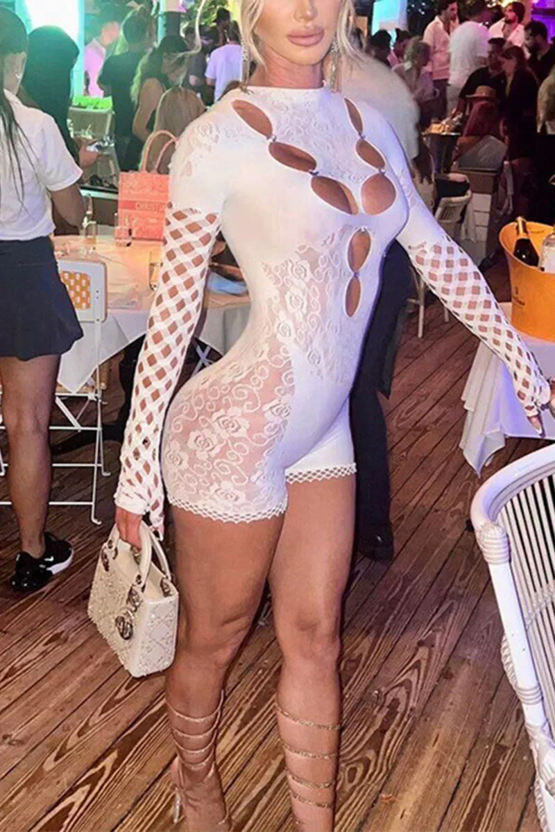 JF648 Mesh Cutout Romper