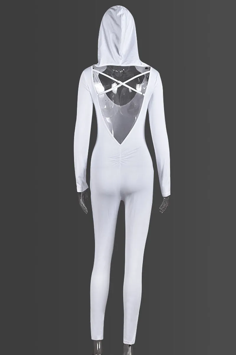 JH0539 Hoodie Bodycon Jumpsuits