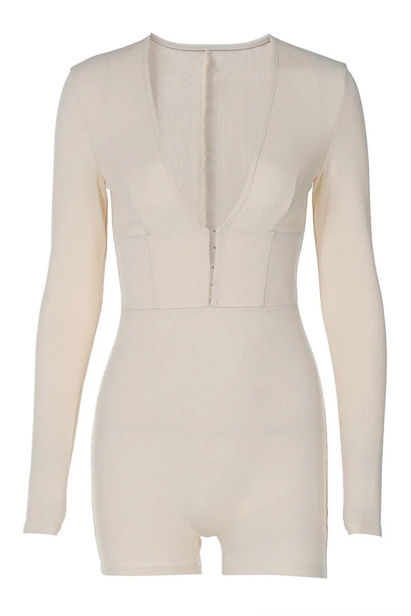 JI652 Solid Long Sleeves Romper