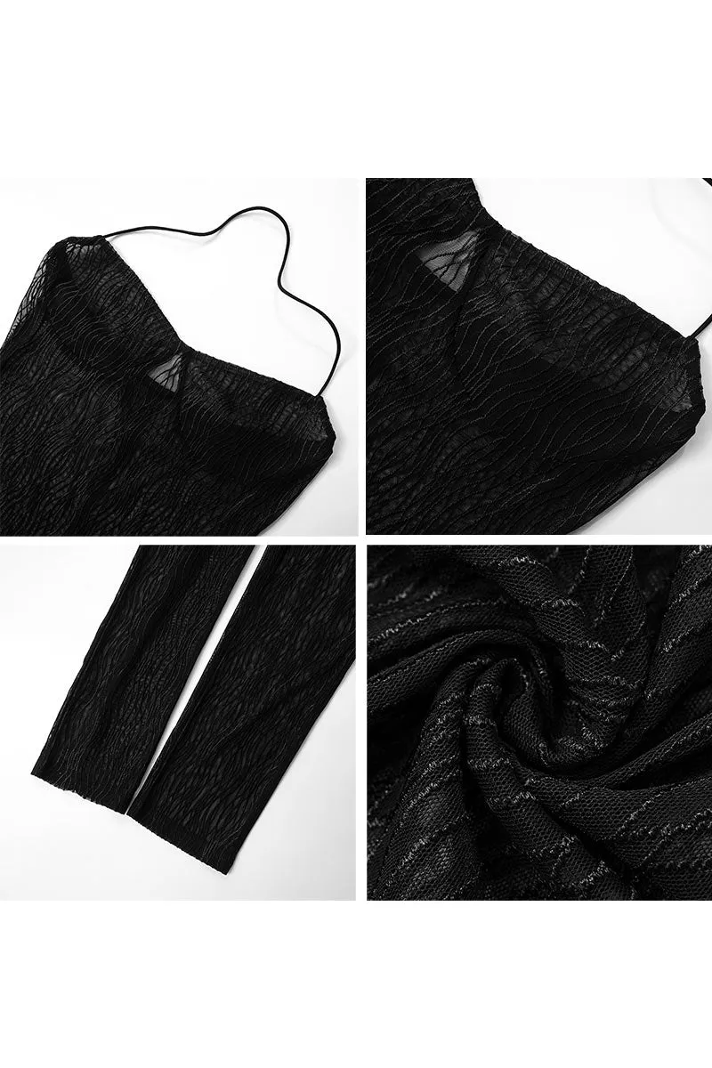 JK0664 Mesh Halter Jumpsuits