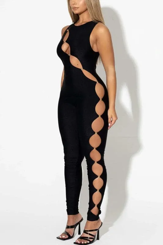 JX183 Cutout Sleeveless Jumpsuits