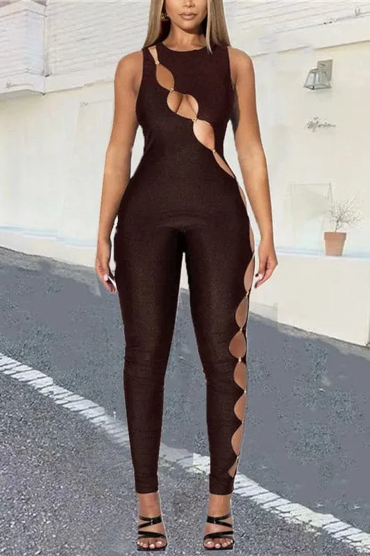 JX183 Cutout Sleeveless Jumpsuits