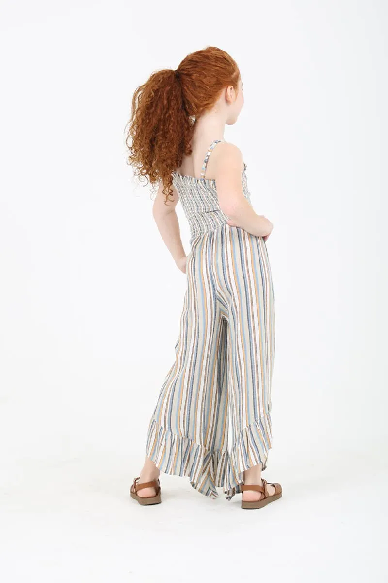 Kids Smocked Bodice Angled Hem Jumpsuit
