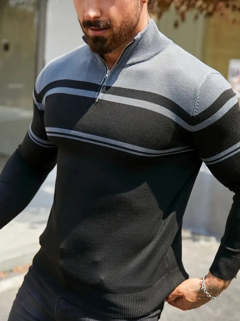Men's Trendy Blue Quarter Zip Jumper with Stylish Design | Ideal for Autumn/Winter