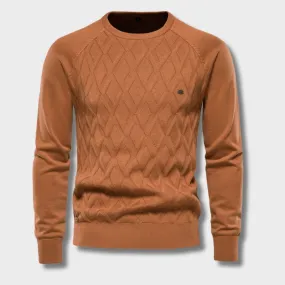 Men's Warm O-neck Patterned Knitted Jumper | Ideal for Autumn/Winter