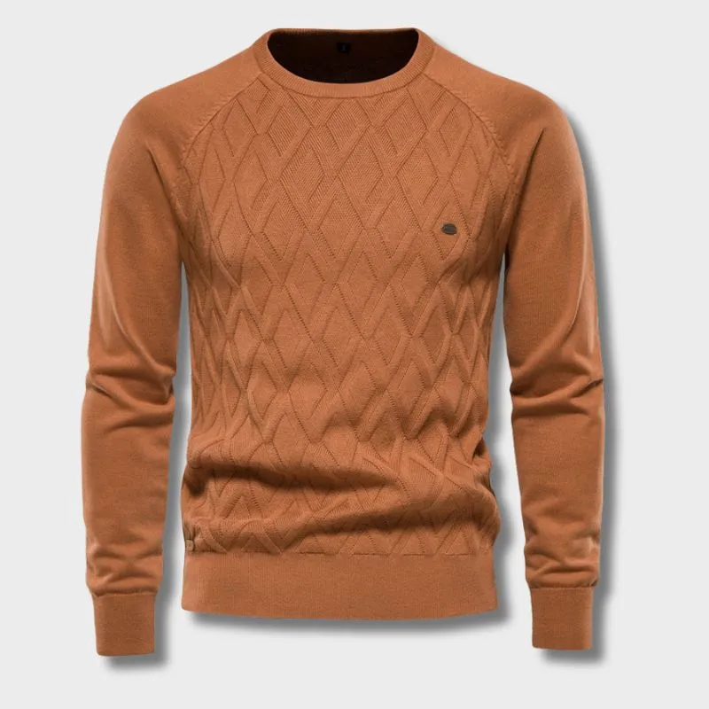 Men's Warm O-neck Patterned Knitted Jumper | Ideal for Autumn/Winter