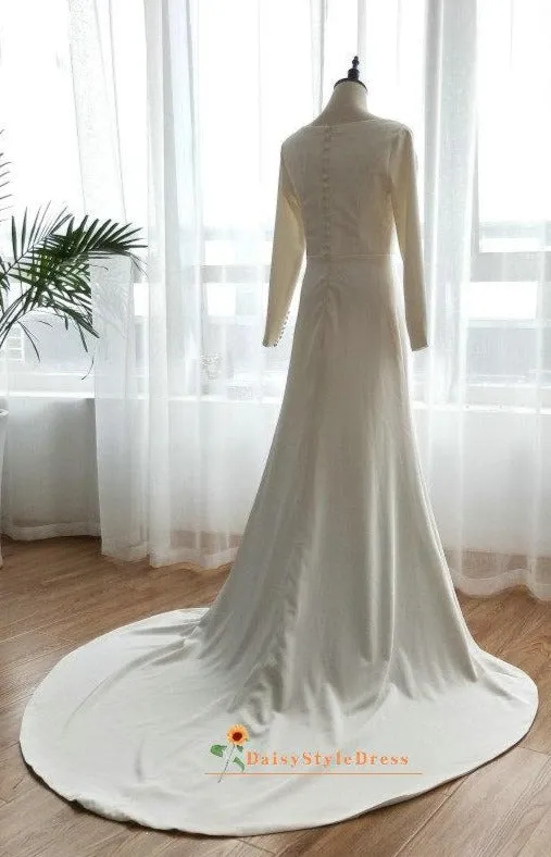 Modest Long Sleeve Fitted Wedding Dress