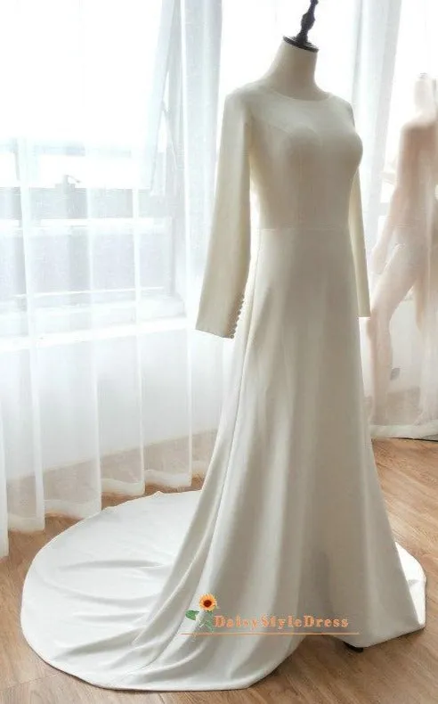 Modest Long Sleeve Fitted Wedding Dress
