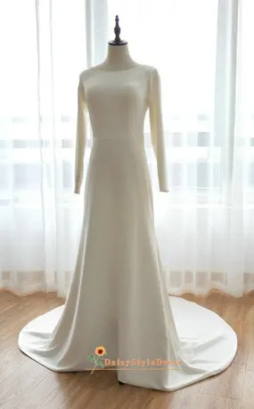 Modest Long Sleeve Fitted Wedding Dress