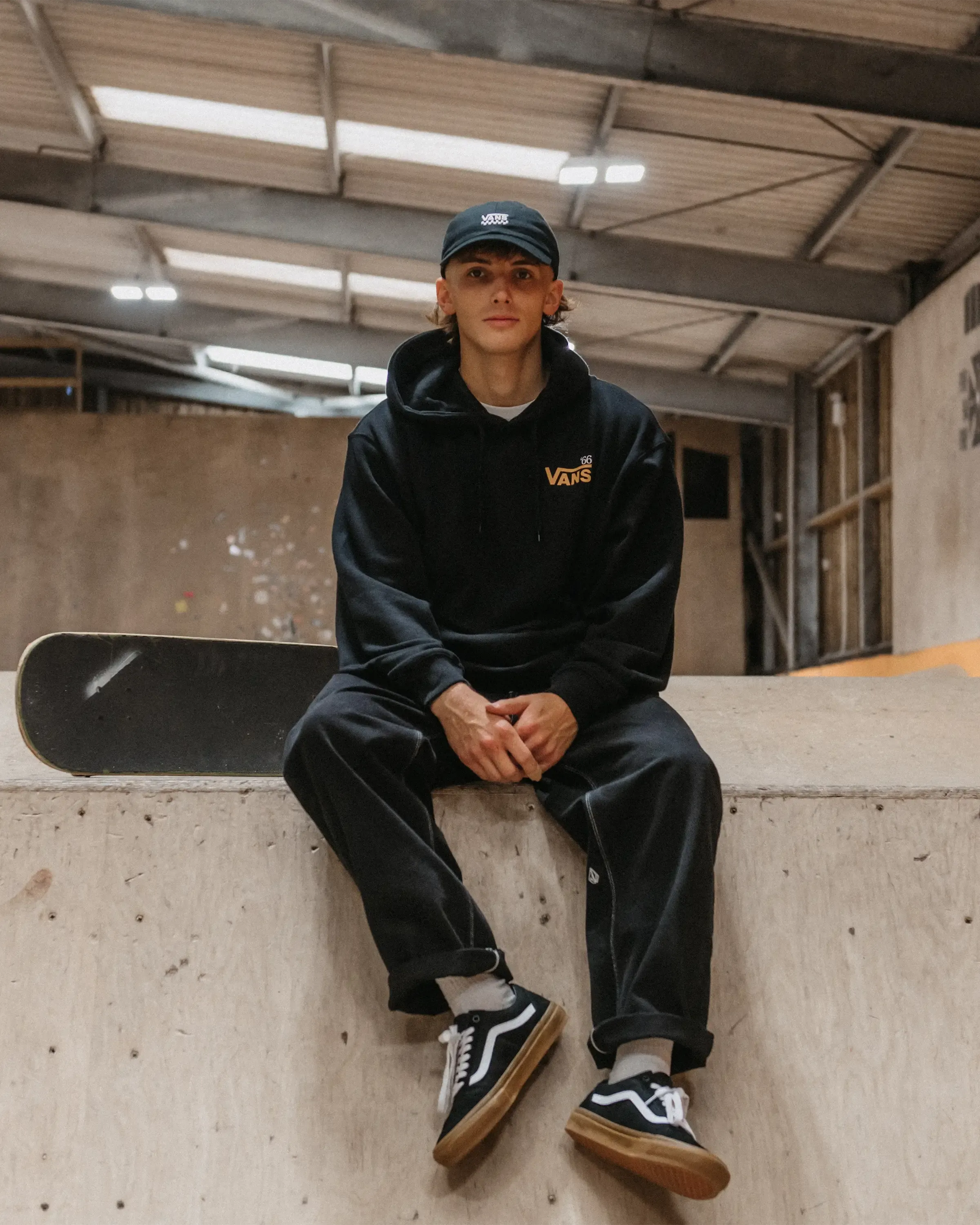 Posted Loose Hoodie in Black