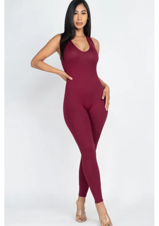 Racer Back Bodycon Jumpsuit