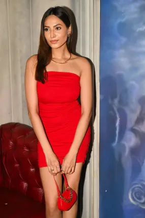 Red Strapless Bodycon Dress