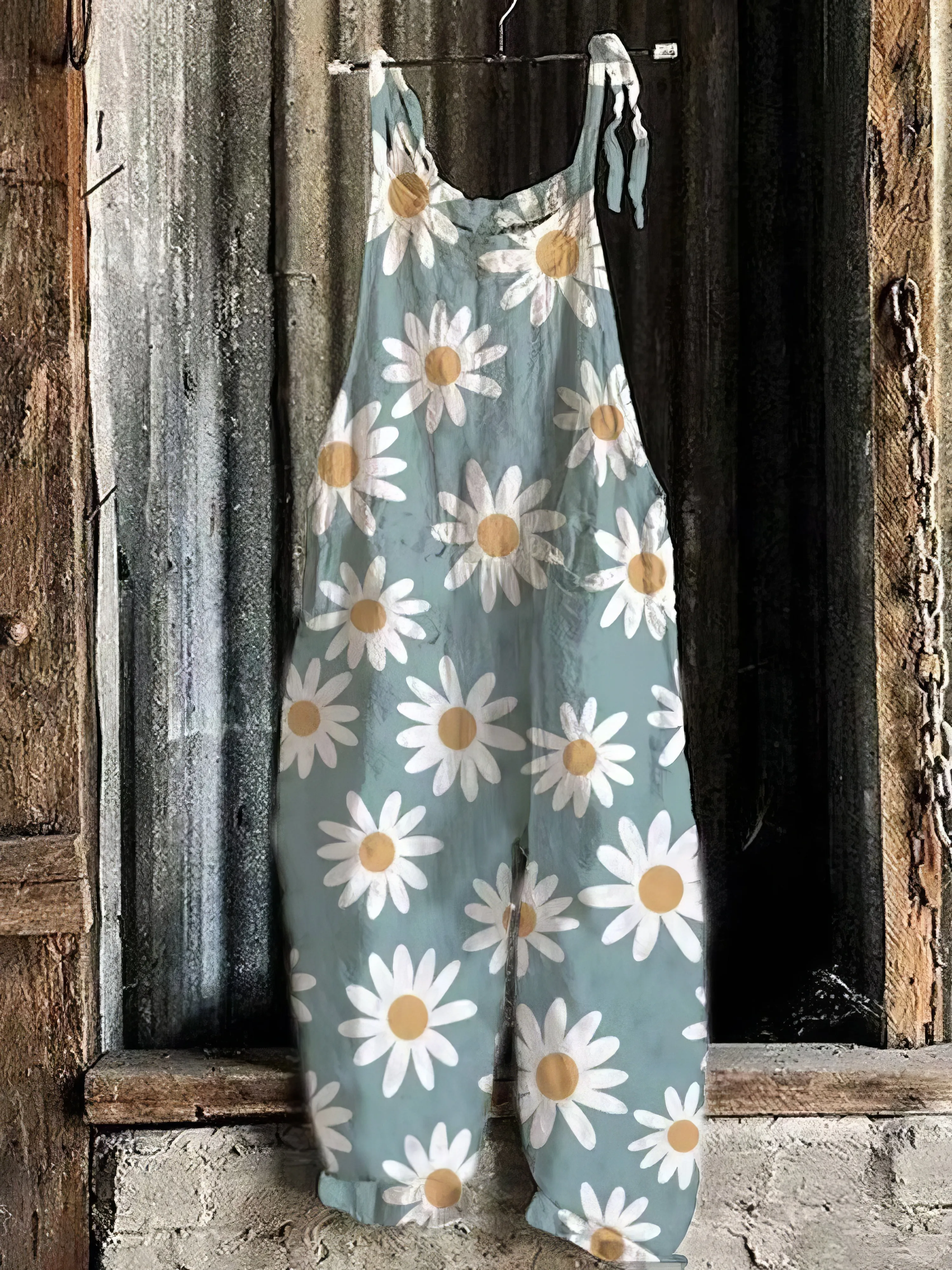 Retro Print Casual Wide-Leg Jumpsuit for Women
