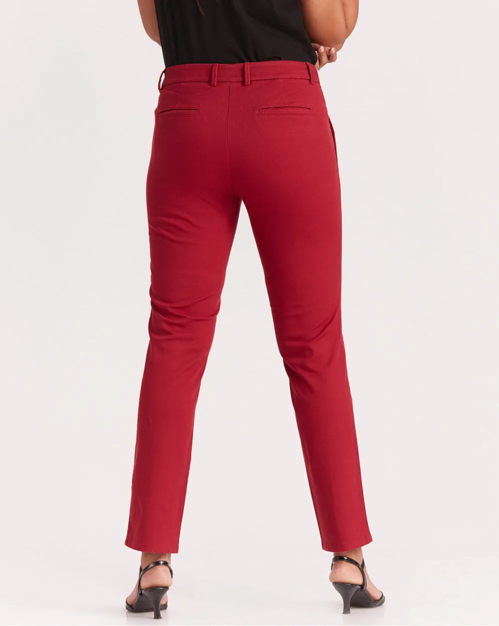 Slim Fit Side Seam Slim Pants - Carmine Red
