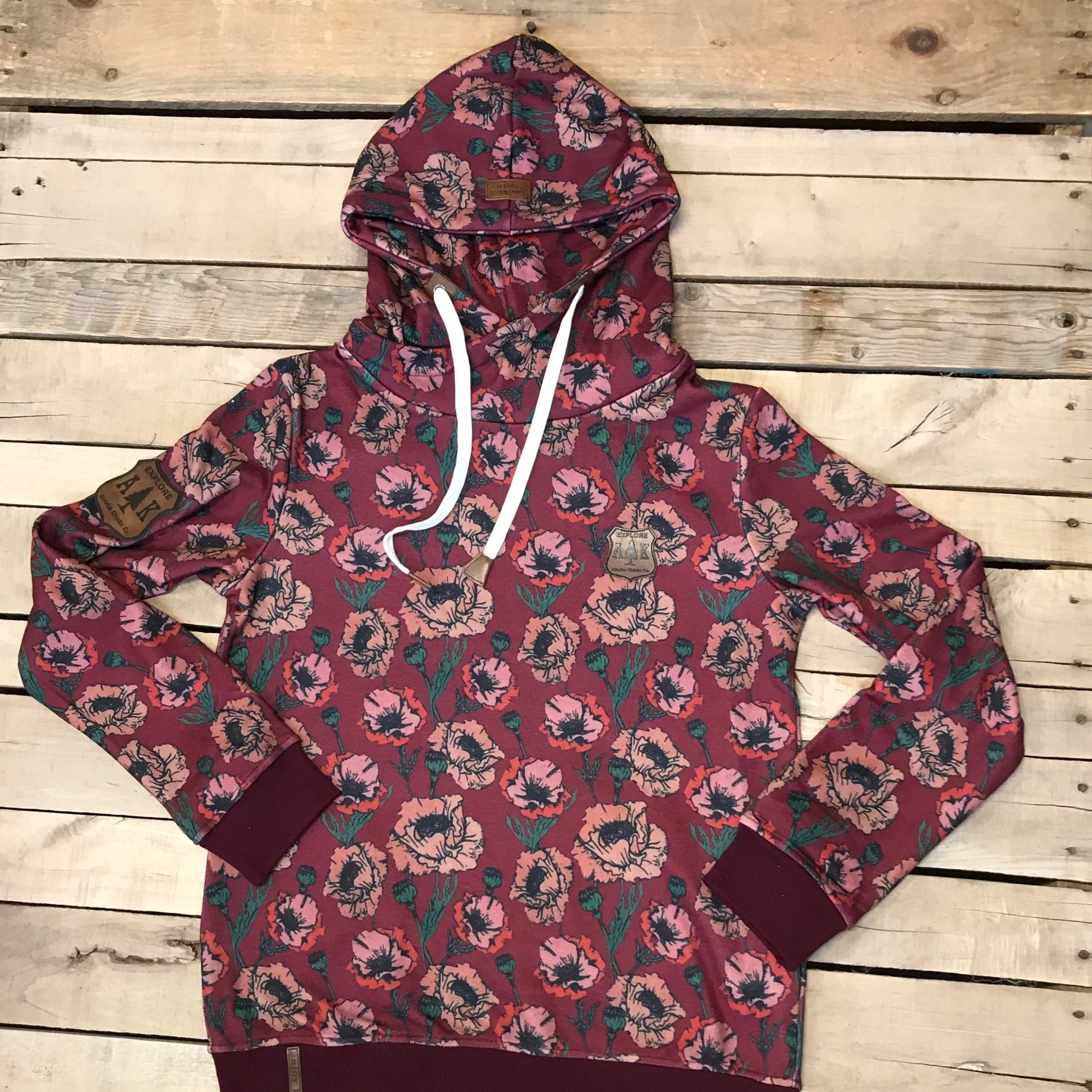 Solid Floral Hoodie