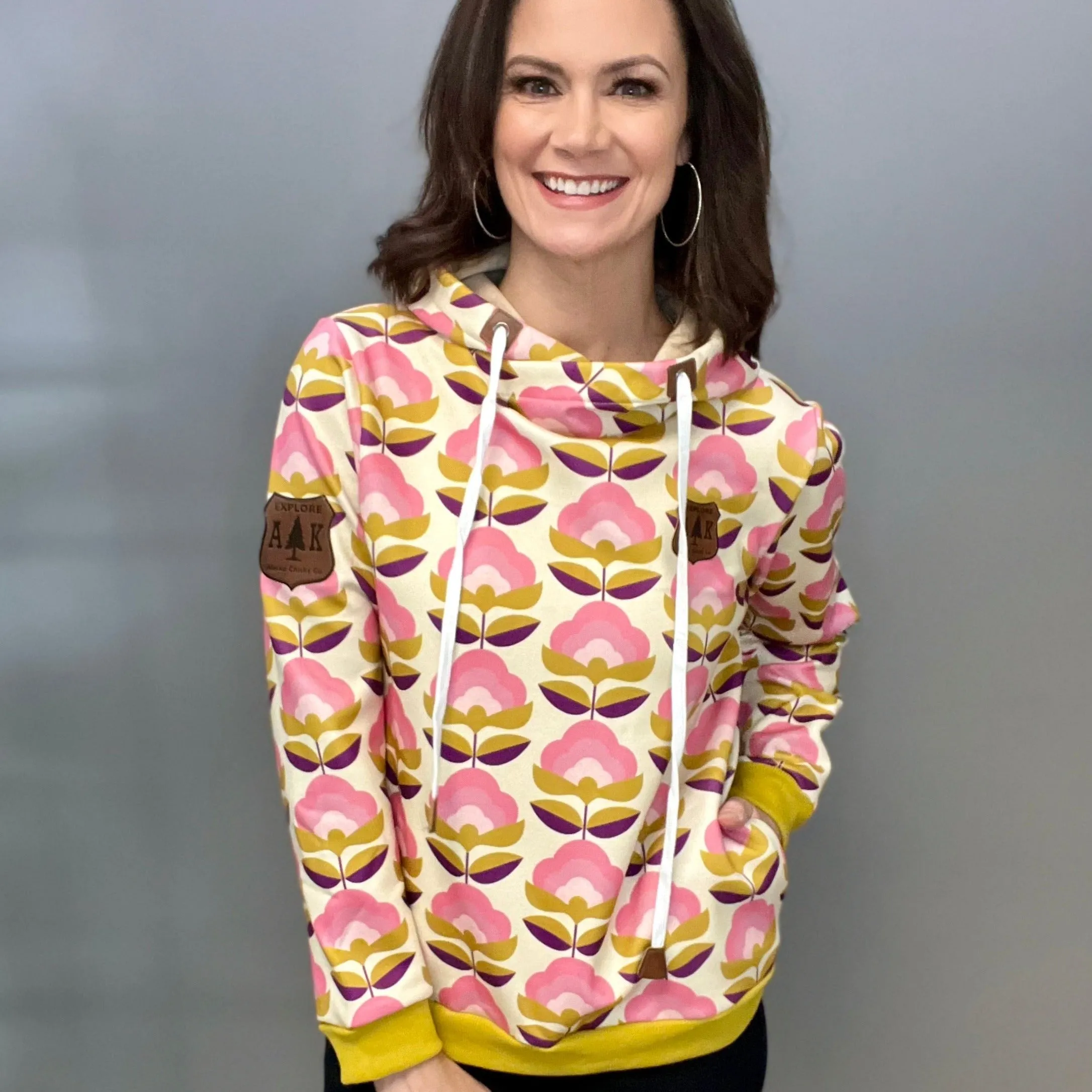 Solid Floral Hoodie