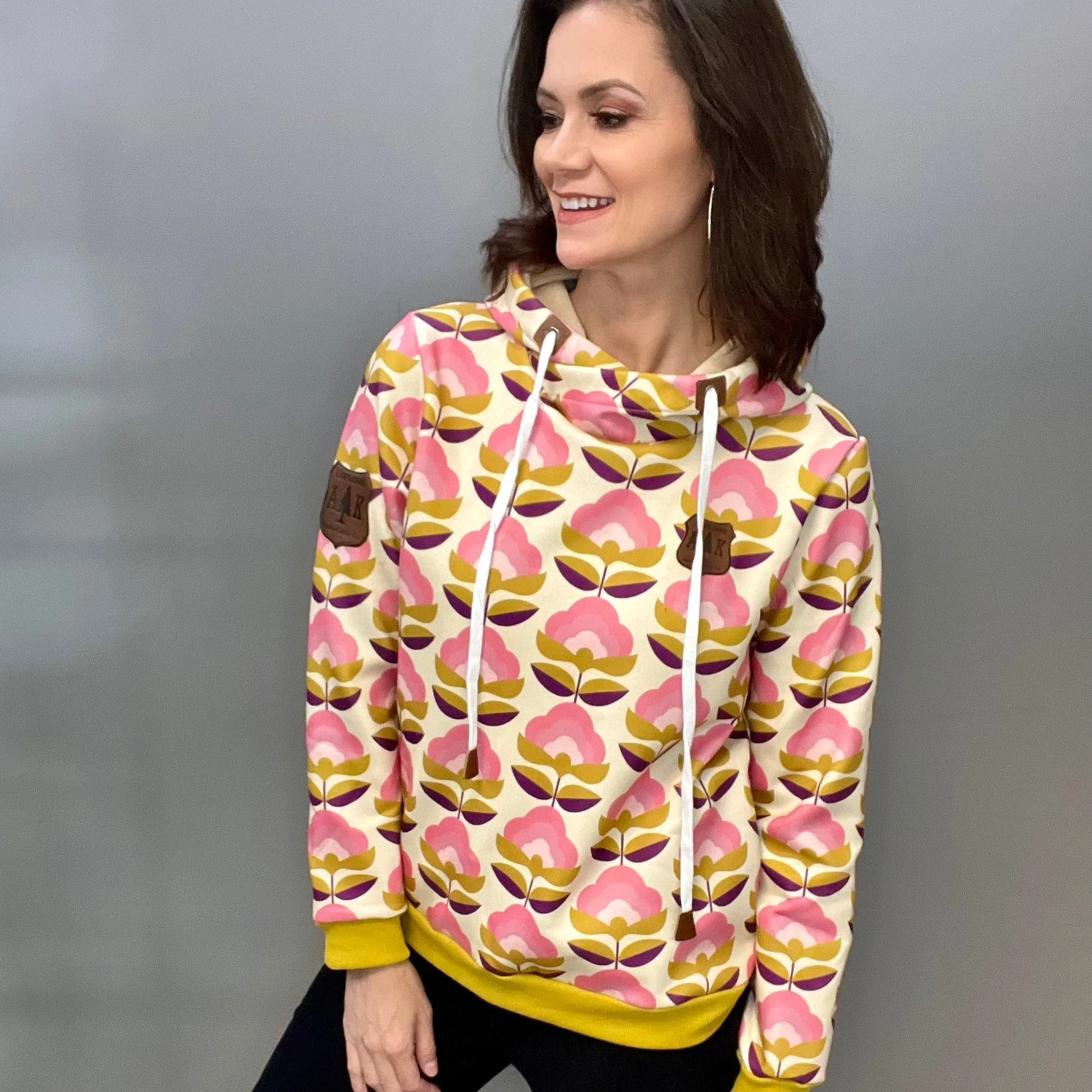 Solid Floral Hoodie