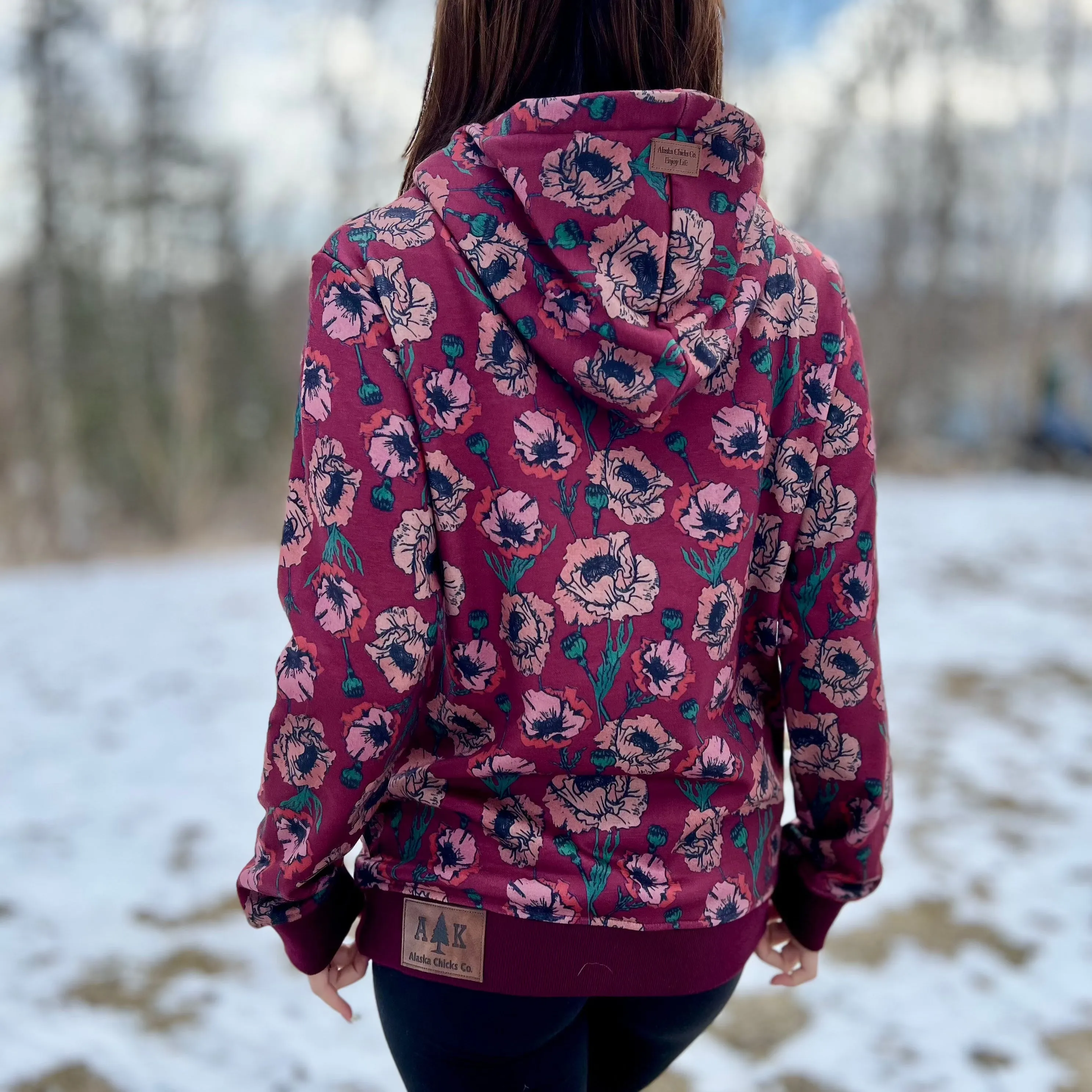 Solid Floral Hoodie