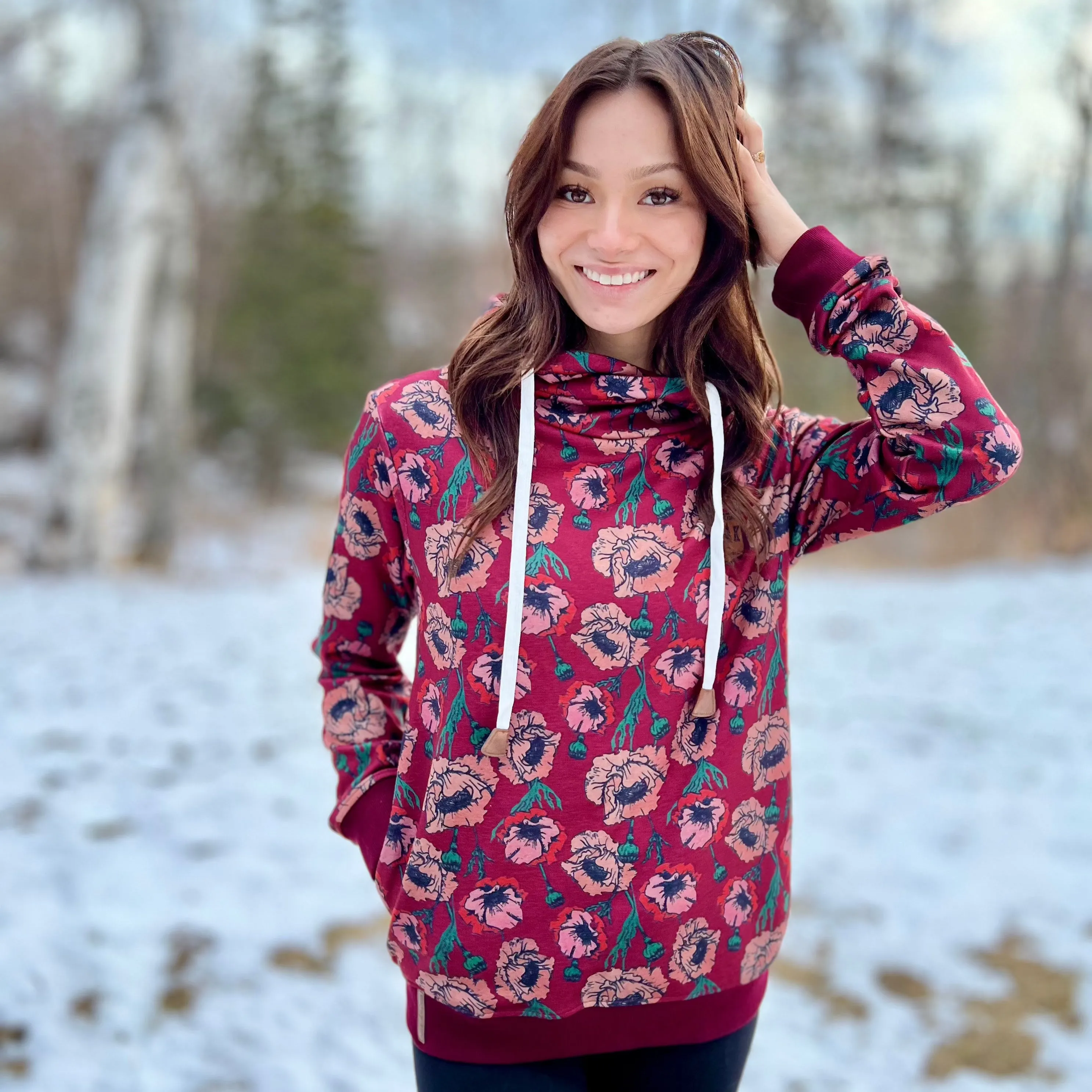 Solid Floral Hoodie
