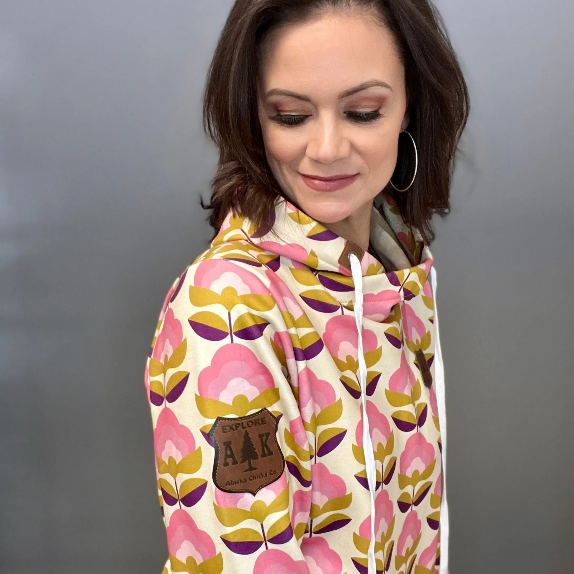 Solid Floral Hoodie