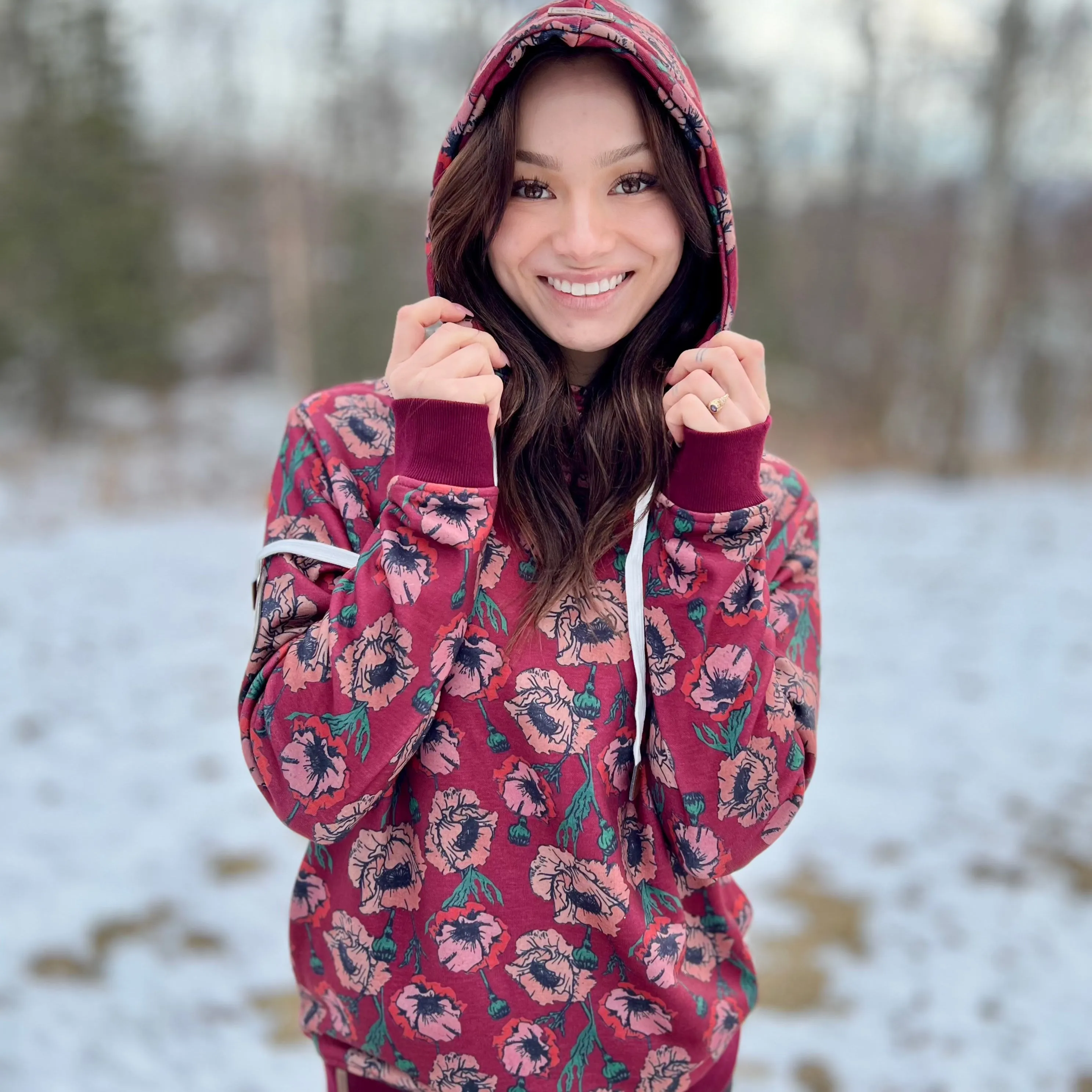 Solid Floral Hoodie
