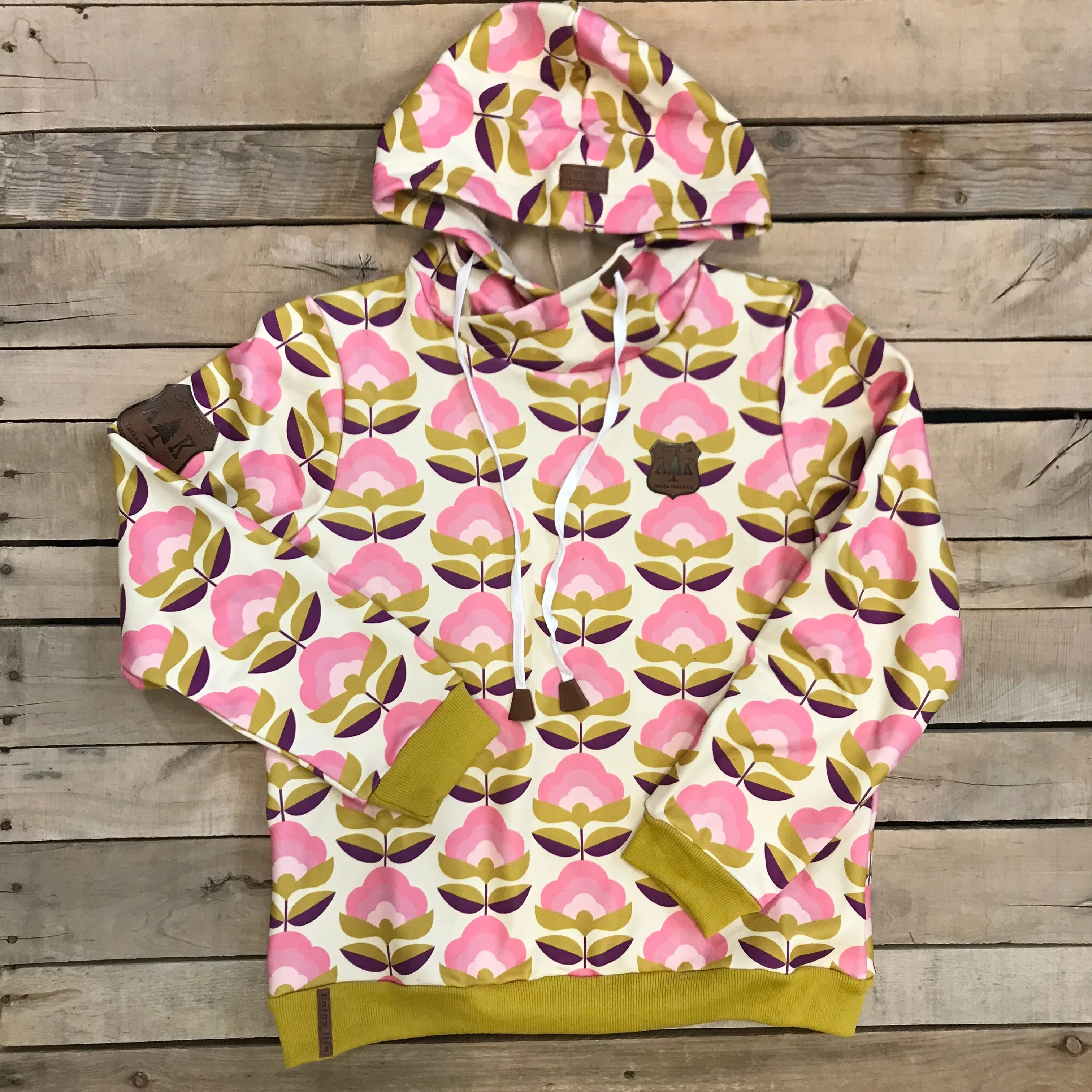 Solid Floral Hoodie