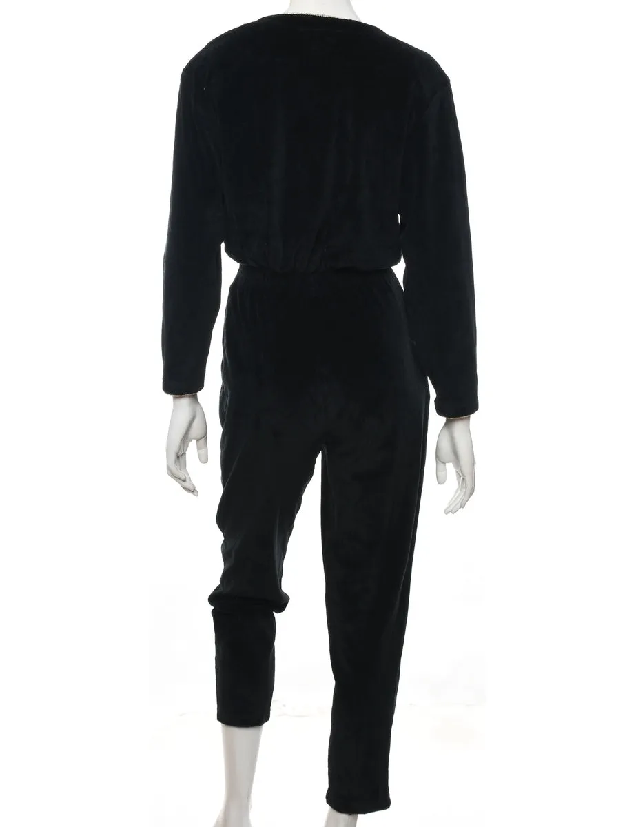 Velour Black Jumpsuit - S