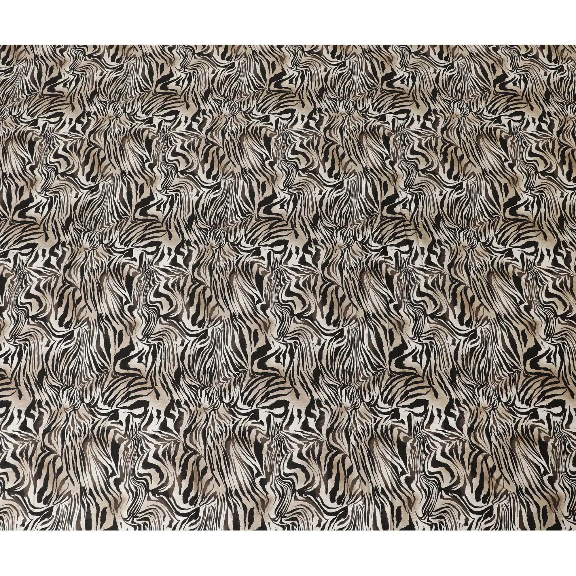 White viscose twill printed fabric with brown prints in animal skin design-D11177